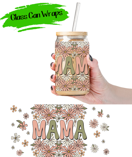 Retro Floral Mama Wrap for 16/20 oz Cups - UV DTF or Sublimation (SHIPS IN 3-7 BUS DAYS)