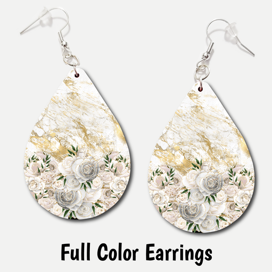Roses And Marble - Full Color Earrings