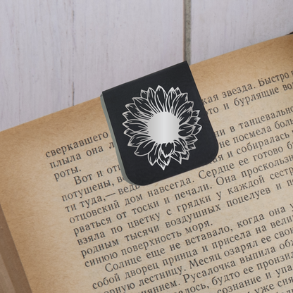 Sunflower - Magnetic Leatherette Bookmark - Choose your leatherette color!