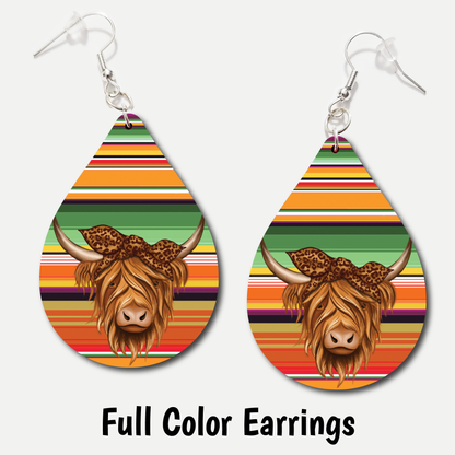 Serape Cow - Acrylic Earrings