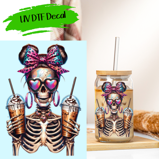 Skeleton Coffee - UV DTF Decals (SHIPS IN 3-7 BUS DAYS)