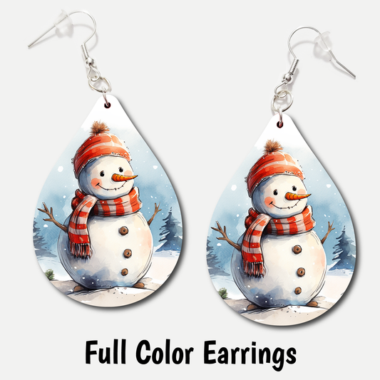 Snowman - Full Color Earrings