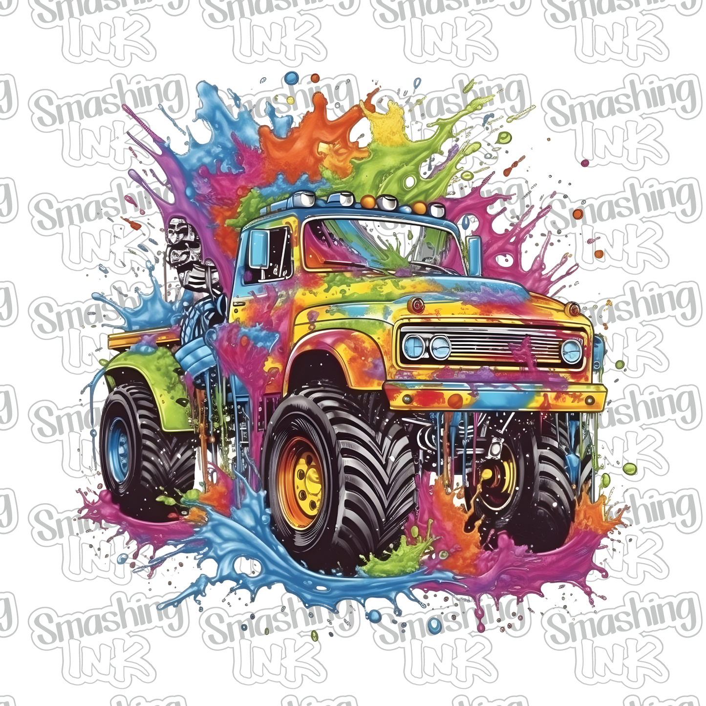 Splatter Monster Truck - Heat Transfer | DTF | Sublimation (TAT 3 BUS DAYS) [9N-13HTV]