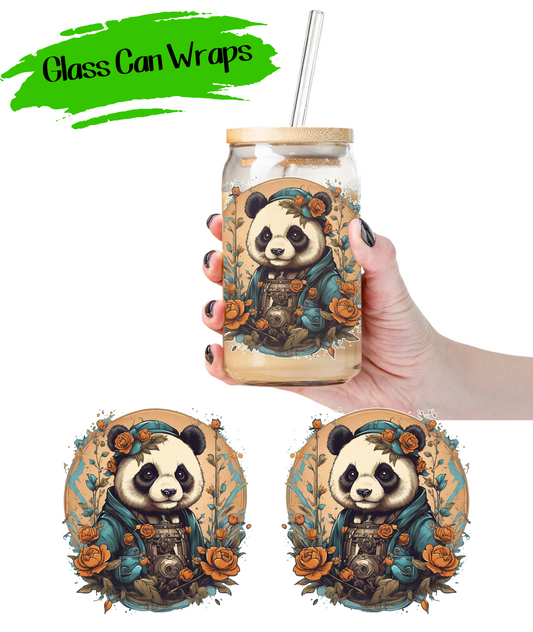 Steampunk Panda Wrap for 16/20 oz Cups - UV DTF or Sublimation (SHIPS IN 3-7 BUS DAYS)