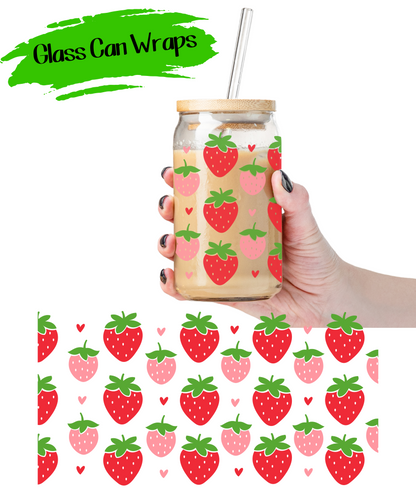 Strawberries Wrap for 16/20 oz Cups - UV DTF or Sublimation (SHIPS IN 3-7 BUS DAYS)