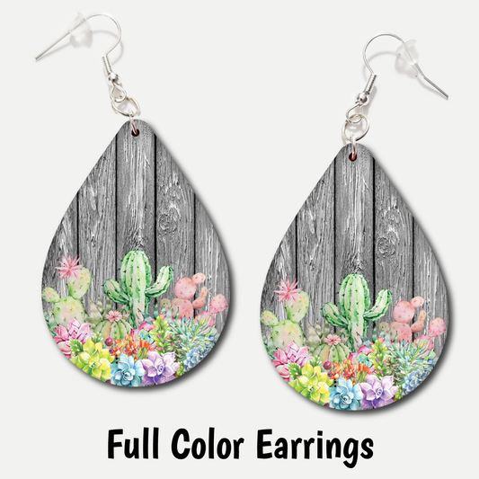 Succulent Wood - Full Color Earrings
