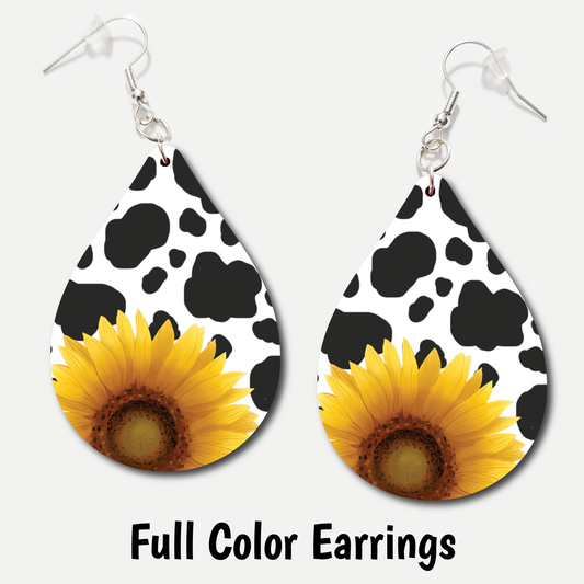 Sunflower Cow - Full Color Earrings