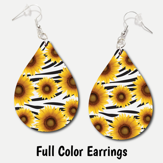 Sunflower Zebra - Full Color Earrings