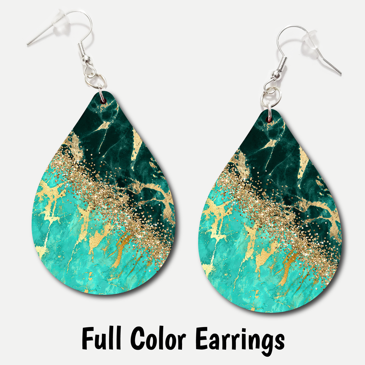 Teal Marble - Acrylic Earrings