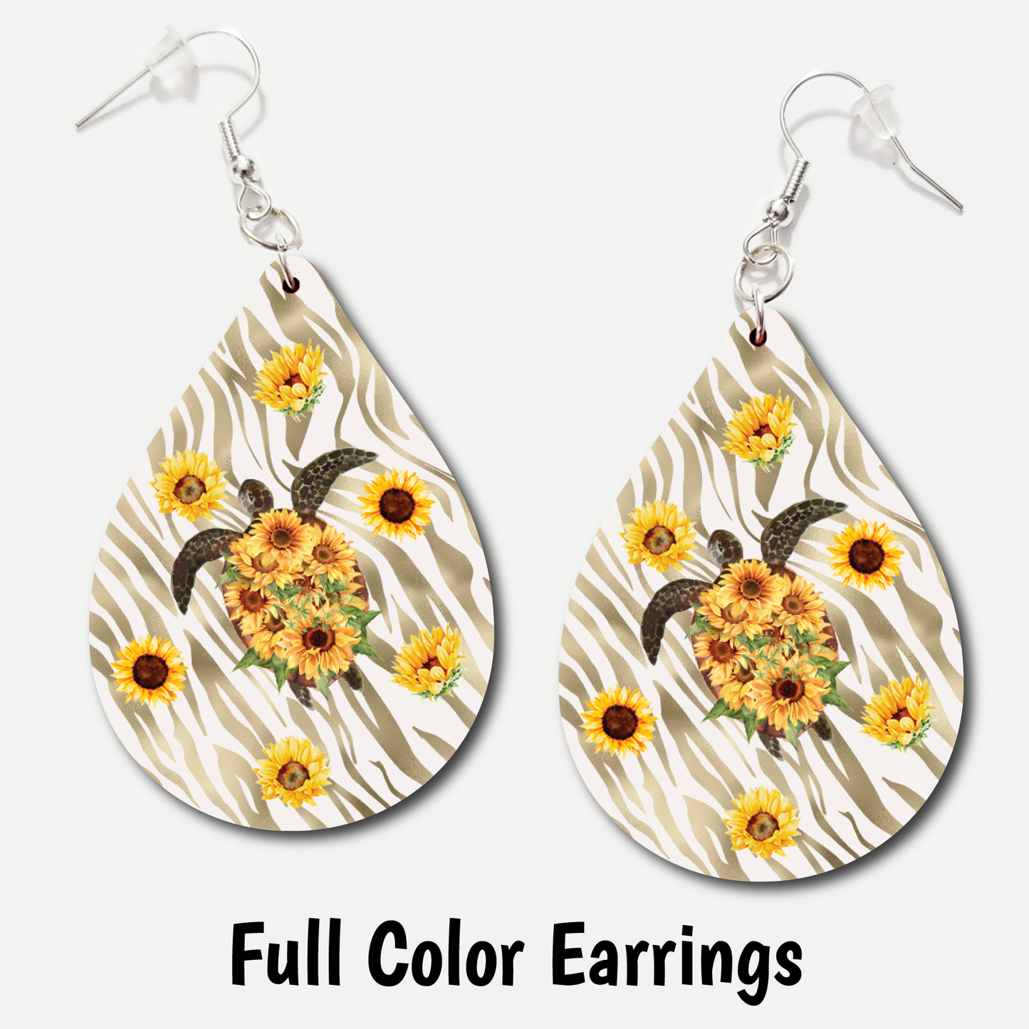 Turtle Sunflower - Full Color Earrings