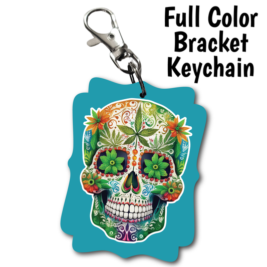 Weed Sugar Skull - Full Color Keychains