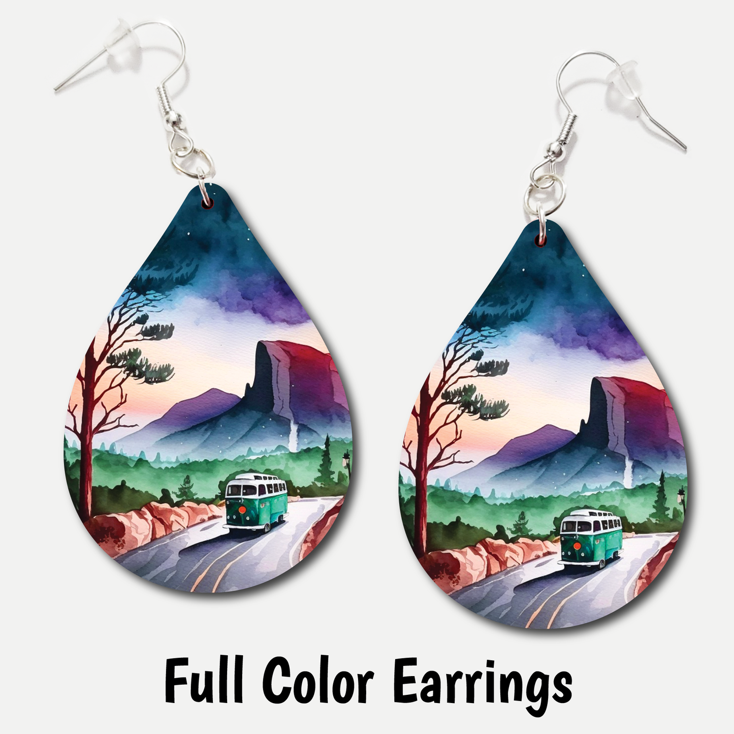 Watercolor Van - Full Color Earrings