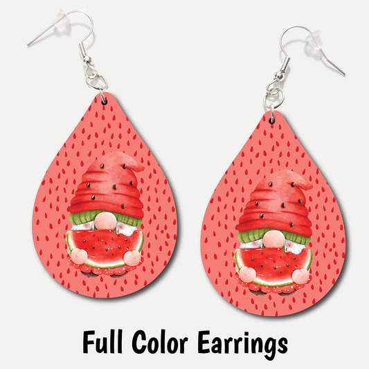 Watermelon Gnome - Full Color Earrings
