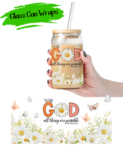 With God All Things Wrap for 16/20 oz Cups - UV DTF or Sublimation (SHIPS IN 3-7 BUS DAYS)