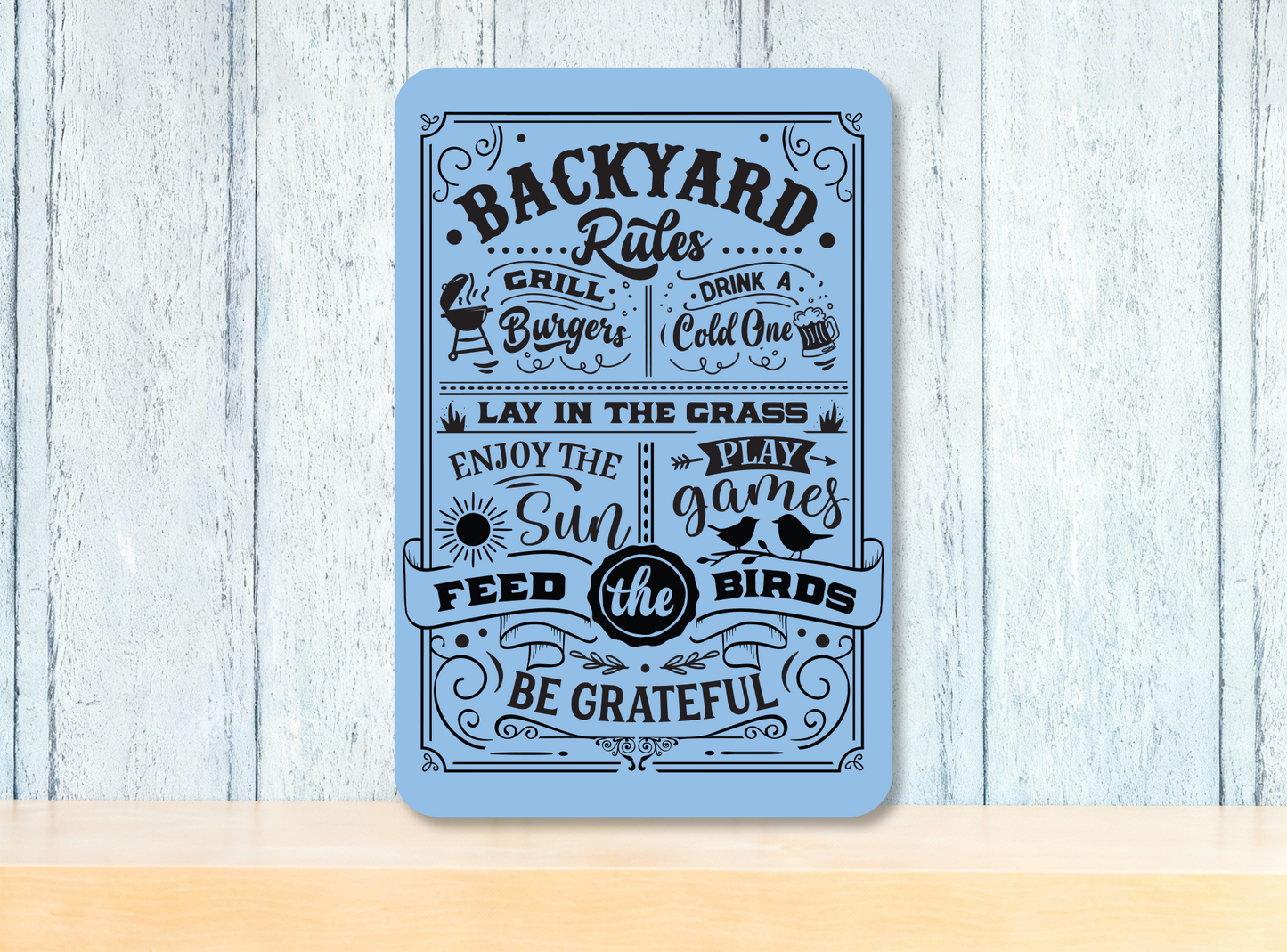 Backyard Rules - Metal Home Decor Sign | 12x18 inches