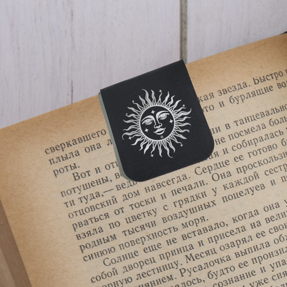 Celestial Sun - Magnetic Leatherette Bookmark - Choose your leatherette color!