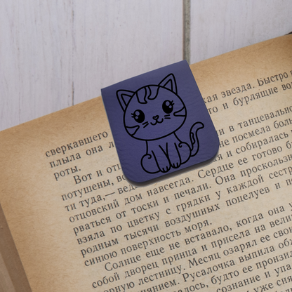 Cat - Magnetic Leatherette Bookmark - Choose your leatherette color!