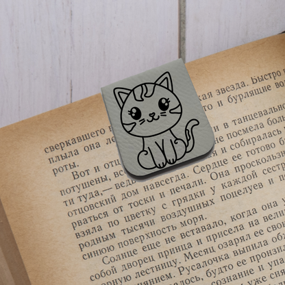 Cat - Magnetic Leatherette Bookmark - Choose your leatherette color!