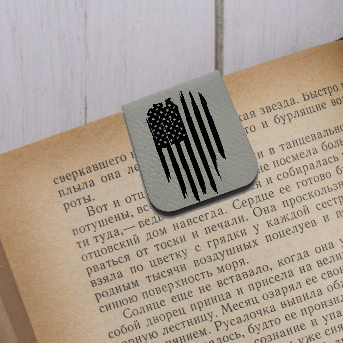 Flag - Magnetic Leatherette Bookmark - Choose your leatherette color!