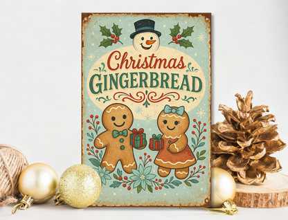 Christmas Gingerbread - Metal Home Decor Sign | 12x18 inches