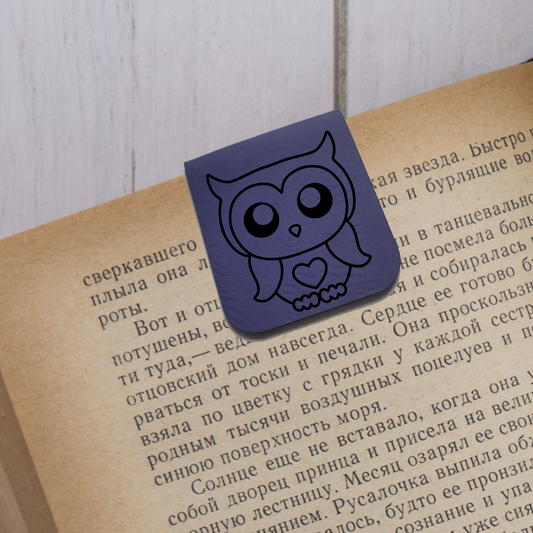 Owl - Magnetic Leatherette Bookmark - Choose your leatherette color!