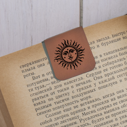 Celestial Sun - Magnetic Leatherette Bookmark - Choose your leatherette color!