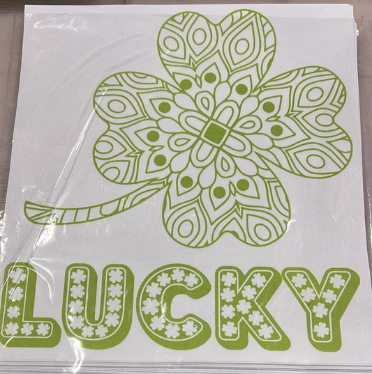Lucky Clover - Green Ink - Screen Printed Transfer