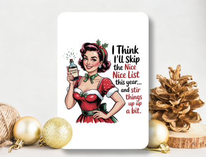 Skip the Nice List - Metal Home Decor Sign | 12x18 inches