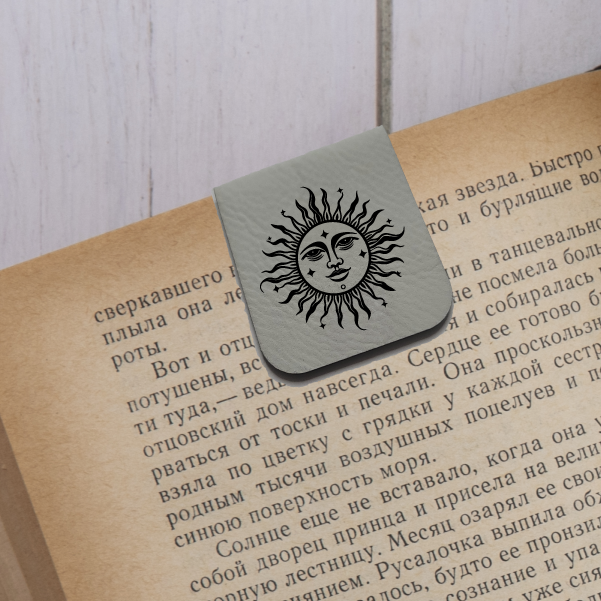 Celestial Sun - Magnetic Leatherette Bookmark - Choose your leatherette color!