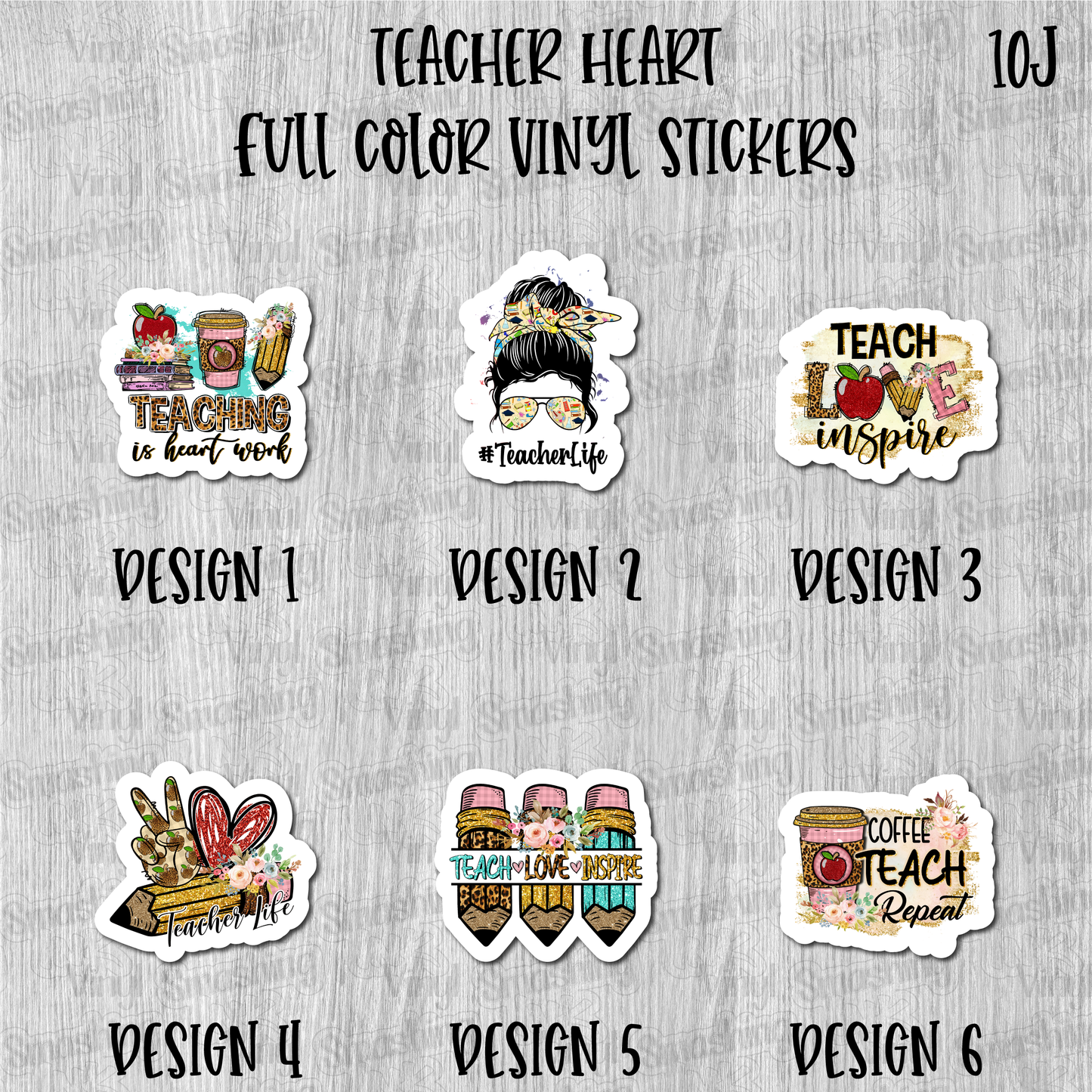Teacher Heart - Full Color Vinyl Stickers (SHIPS IN 3-7 BUS DAYS)