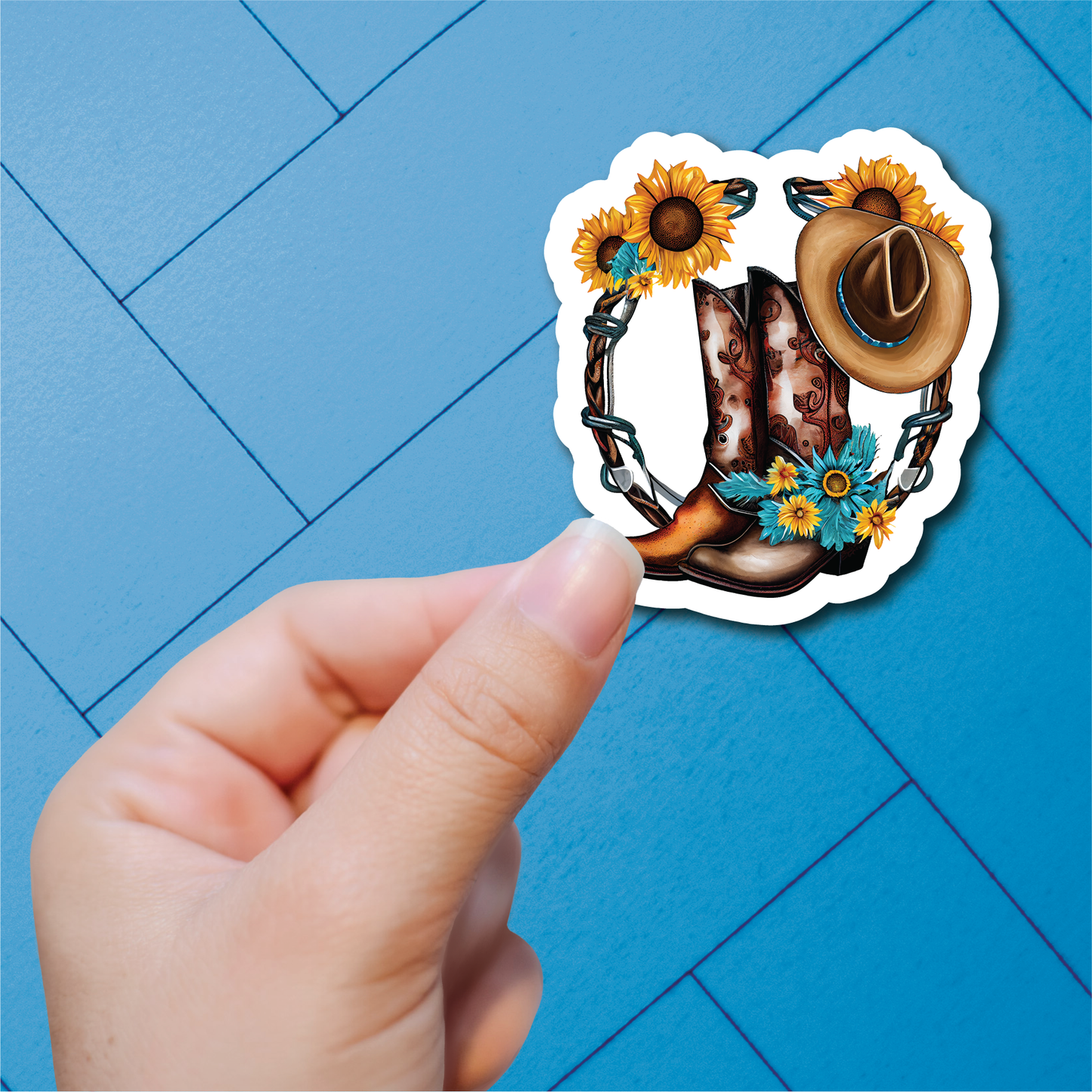 Western Cowboy Boots - Full Color Vinyl Stickers (SHIPS IN 3-7 BUS DAYS)