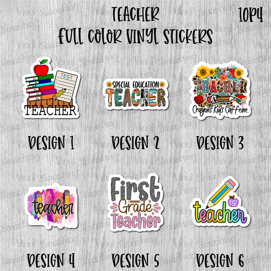 Teacher - Full Color Vinyl Stickers (SHIPS IN 3-7 BUS DAYS)