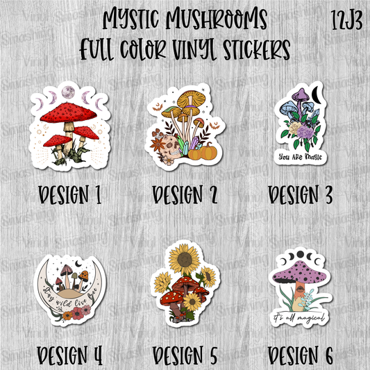 Mystic Mushrooms - Full Color Vinyl Stickers (SHIPS IN 3-7 BUS DAYS)