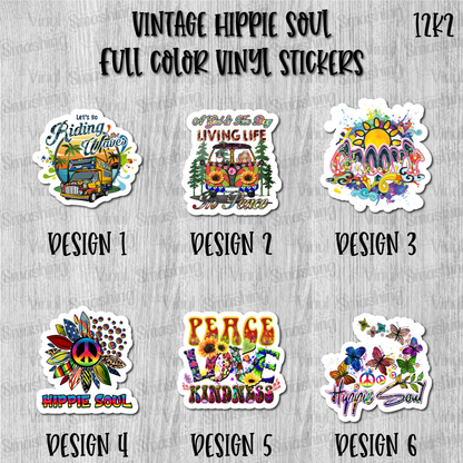 Vintage Hippie Soul - Full Color Vinyl Stickers (SHIPS IN 3-7 BUS DAYS)
