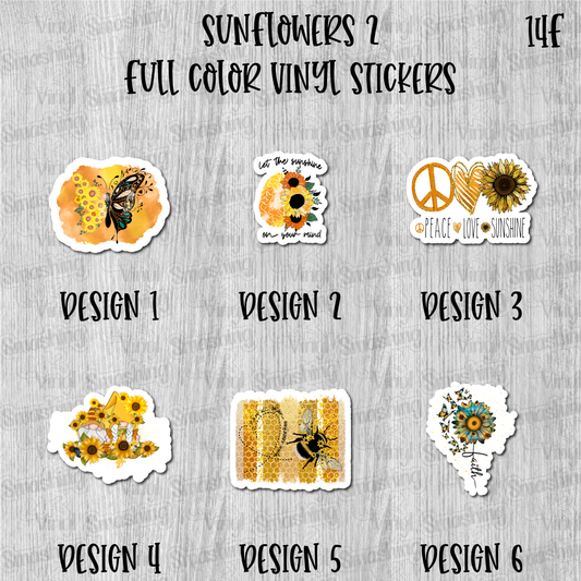 Sunflowers 2 - Full Color Vinyl Stickers (SHIPS IN 3-7 BUS DAYS)
