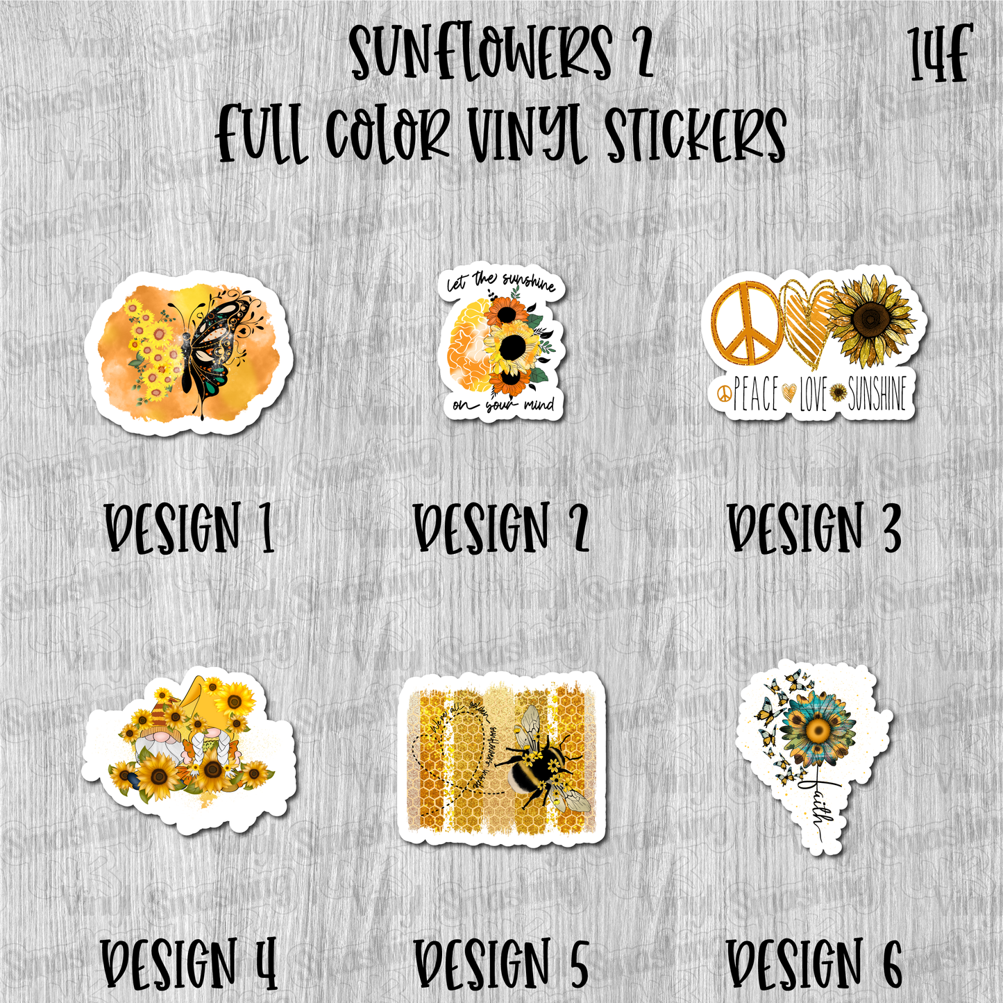 Sunflowers 2 - Full Color Vinyl Stickers (SHIPS IN 3-7 BUS DAYS)