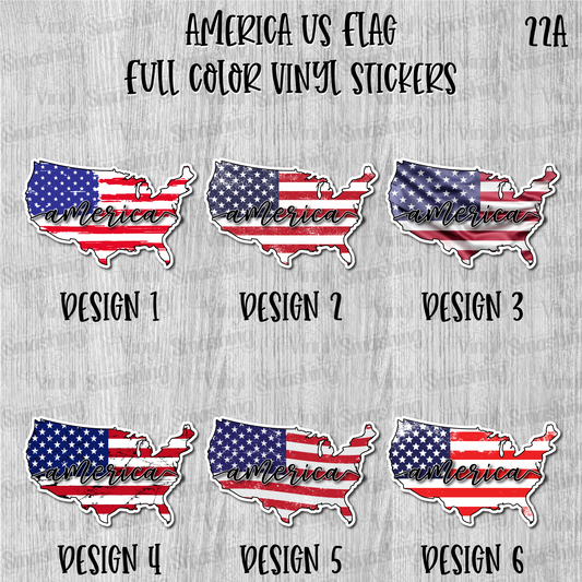 America USA Flag - Full Color Vinyl Stickers (SHIPS IN 3-7 BUS DAYS)