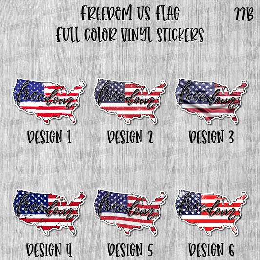 Freedom USA Flag - Full Color Vinyl Stickers (SHIPS IN 3-7 BUS DAYS)