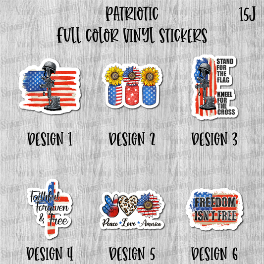 Patriotic - Full Color Vinyl Stickers (SHIPS IN 3-7 BUS DAYS)