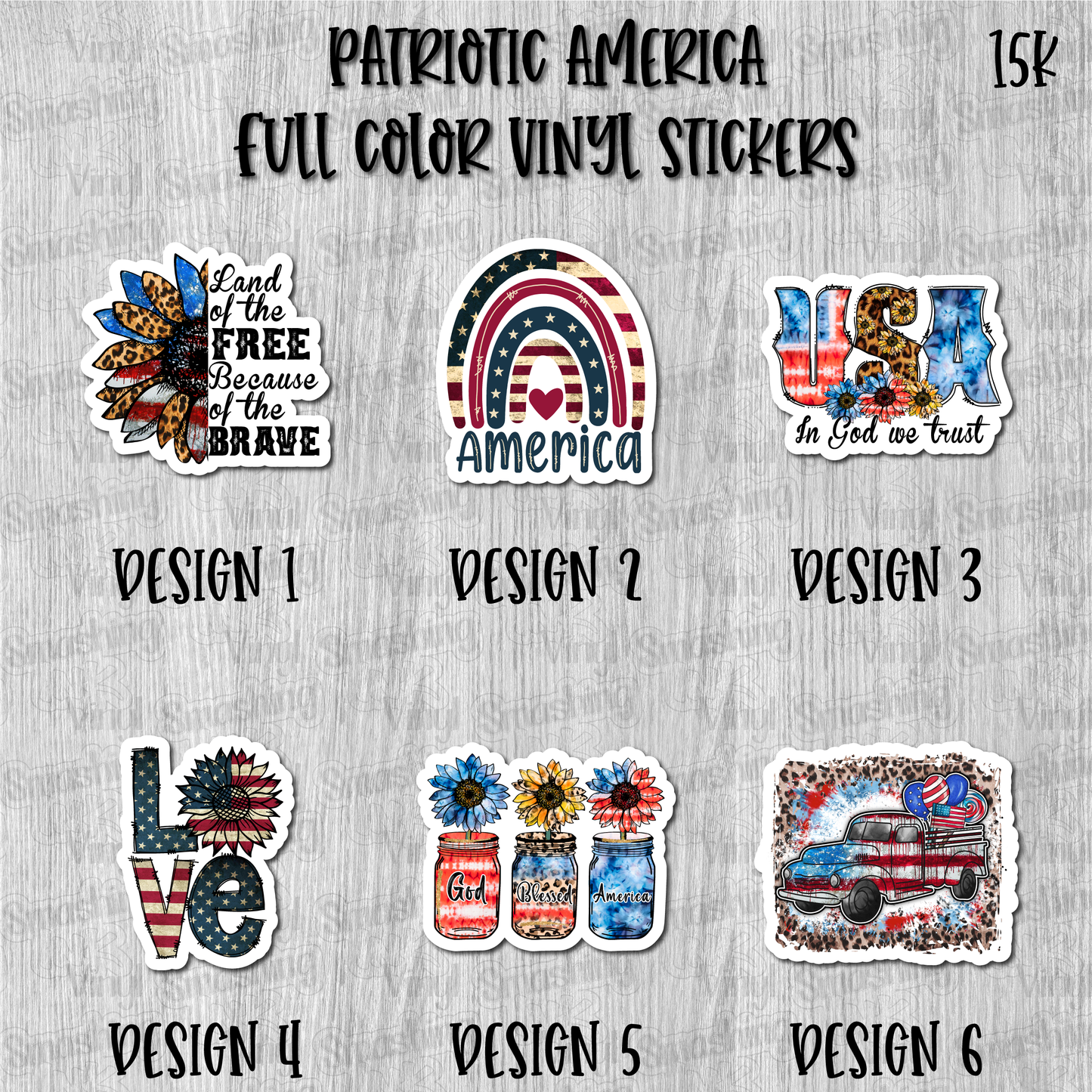 Patriotic America - Full Color Vinyl Stickers (SHIPS IN 3-7 BUS DAYS)