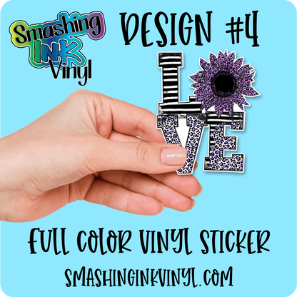 Sunflower Leopard Love - Full Color Vinyl Stickers (SHIPS IN 3-7 BUS DAYS)