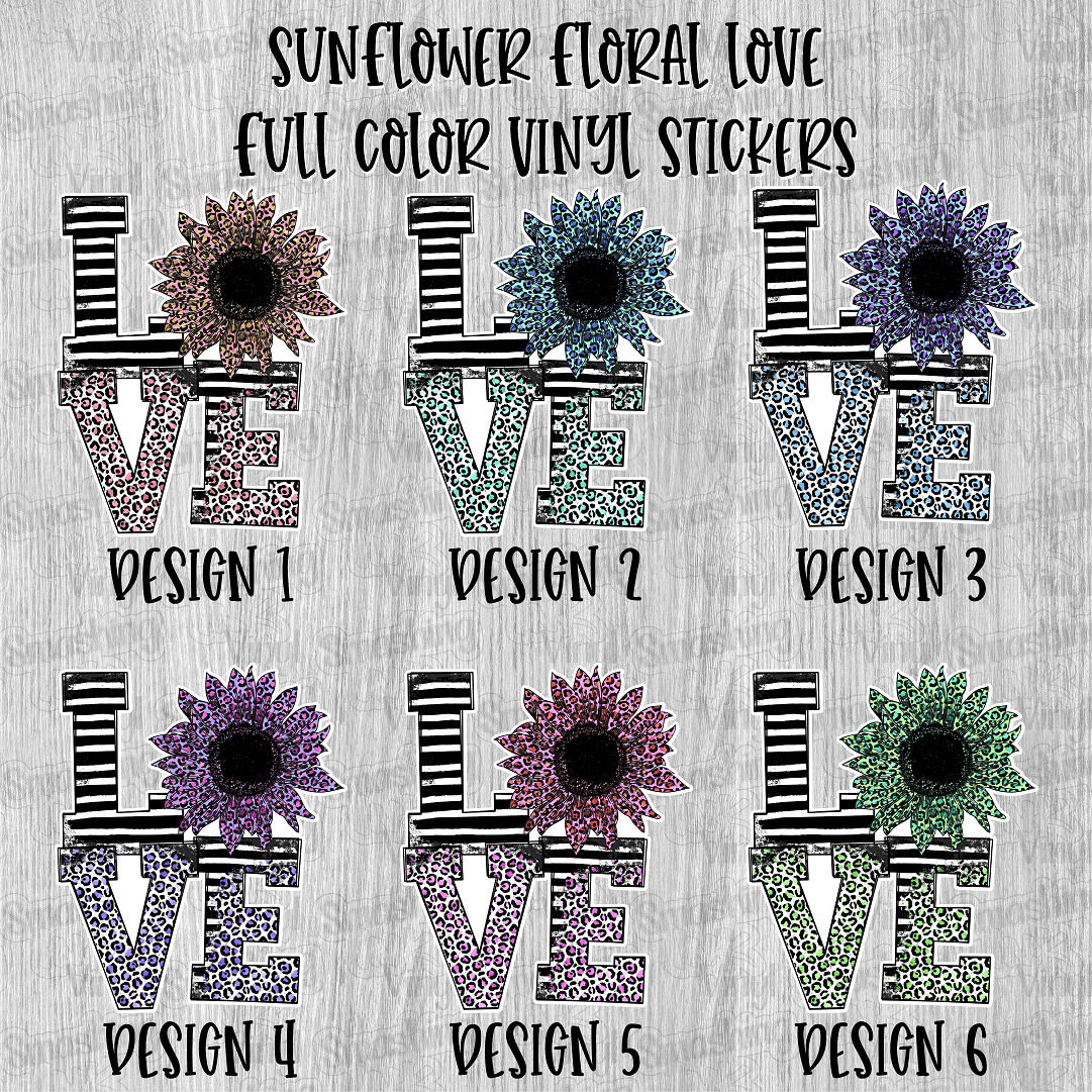 Sunflower Leopard Love - Full Color Vinyl Stickers (SHIPS IN 3-7 BUS DAYS)