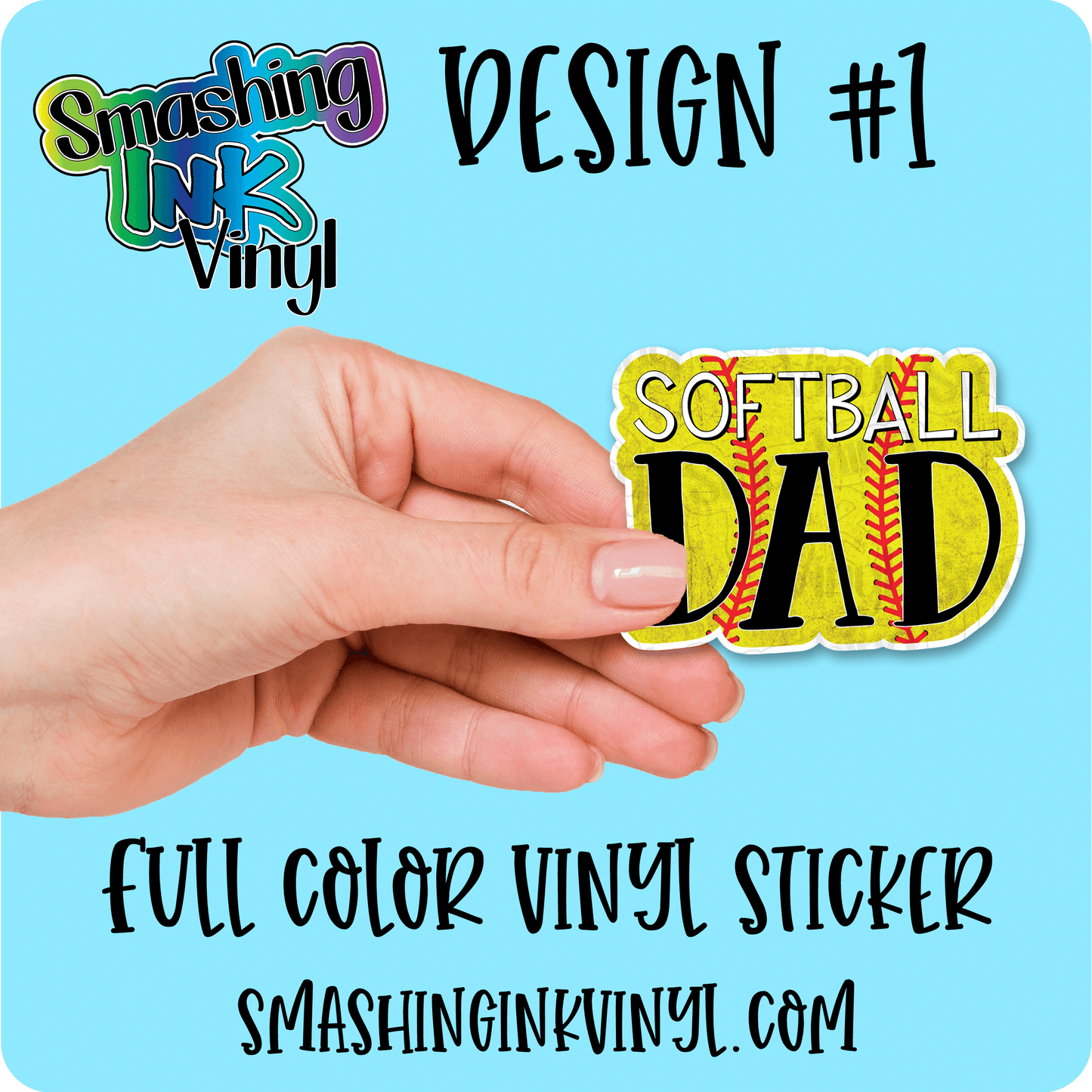 Softball Family - Full Color Vinyl Stickers (SHIPS IN 3-7 BUS DAYS)