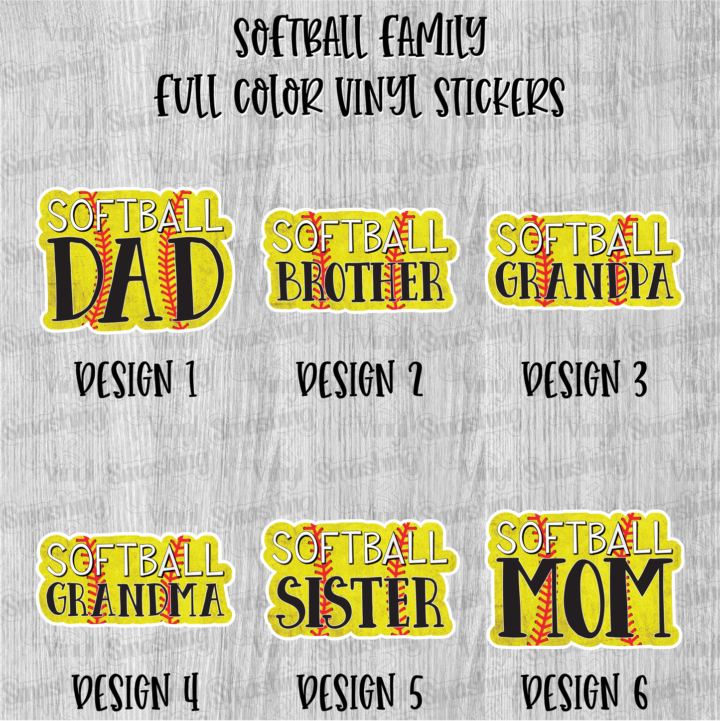 Softball Family - Full Color Vinyl Stickers (SHIPS IN 3-7 BUS DAYS)