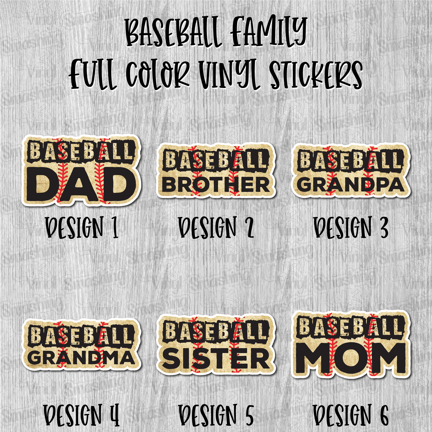 Baseball Family - Full Color Vinyl Stickers (SHIPS IN 3-7 BUS DAYS)