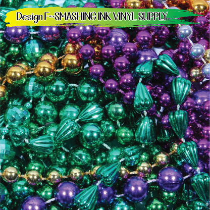 Mardi Gras Beads ★ Pattern Vinyl | Faux Leather | Sublimation (TAT 3 BUS DAYS)