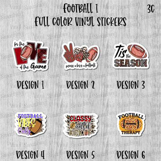 Football 1 - Full Color Vinyl Stickers (SHIPS IN 3-7 BUS DAYS)