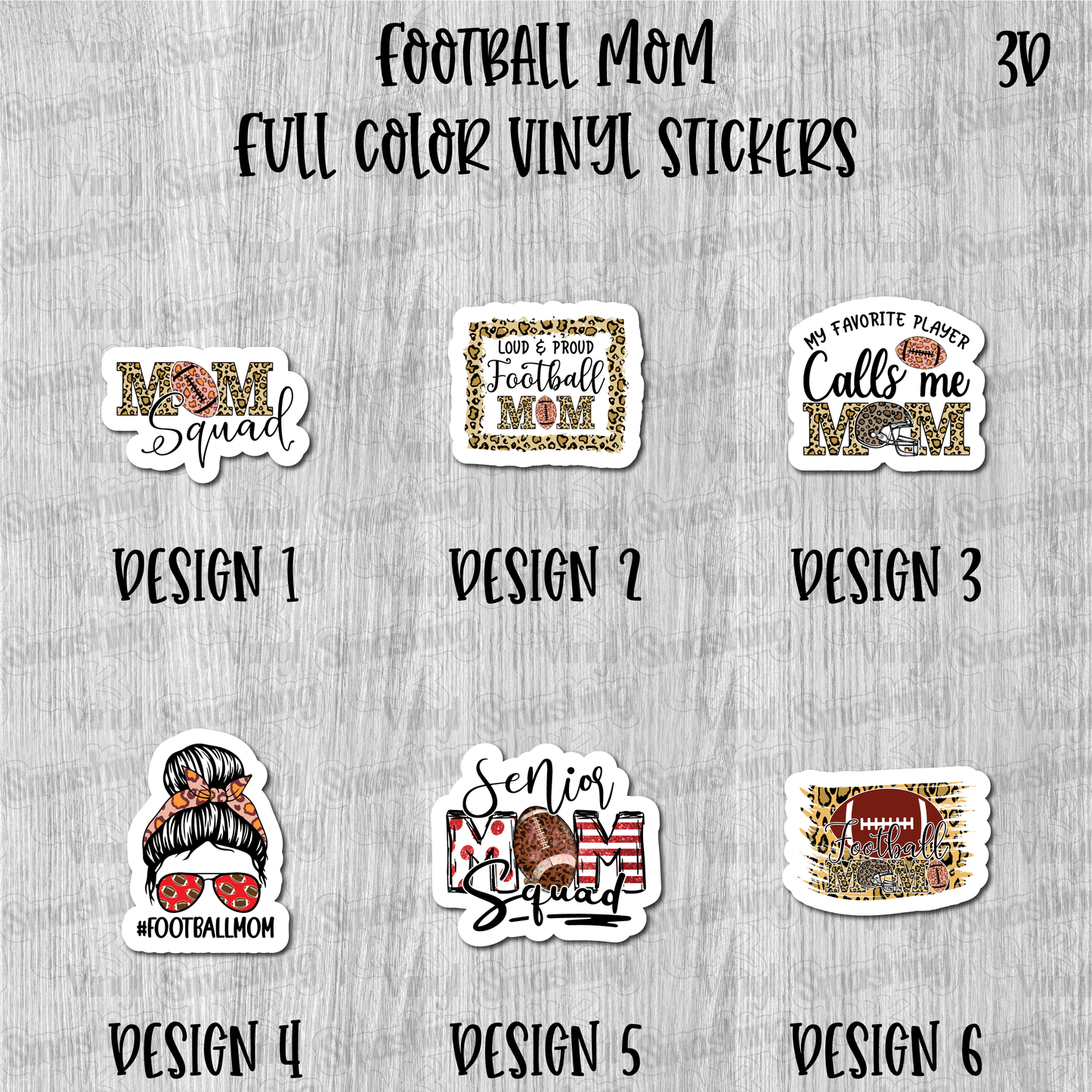 Football Mom - Full Color Vinyl Stickers (SHIPS IN 3-7 BUS DAYS)