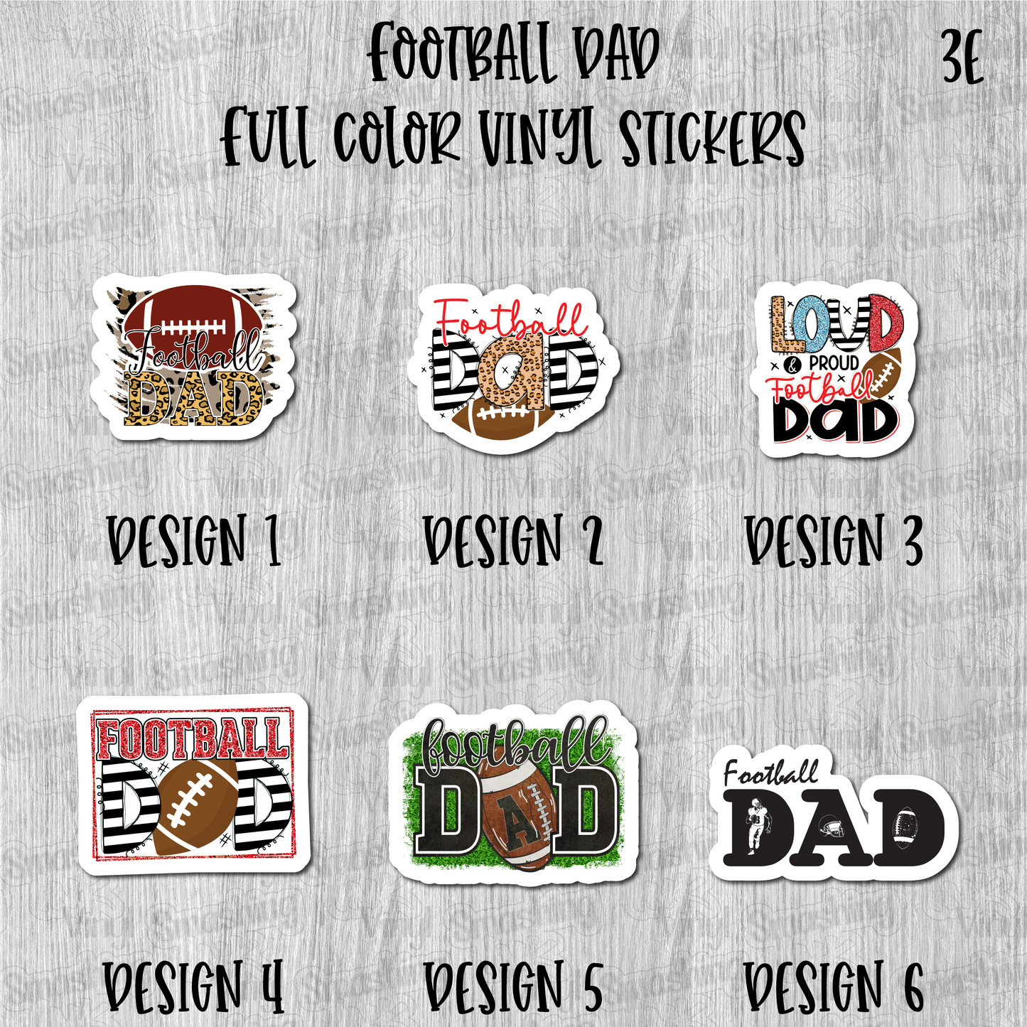 Football Dad - Full Color Vinyl Stickers (SHIPS IN 3-7 BUS DAYS)