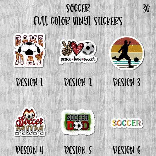 Soccer - Full Color Vinyl Stickers (SHIPS IN 3-7 BUS DAYS)